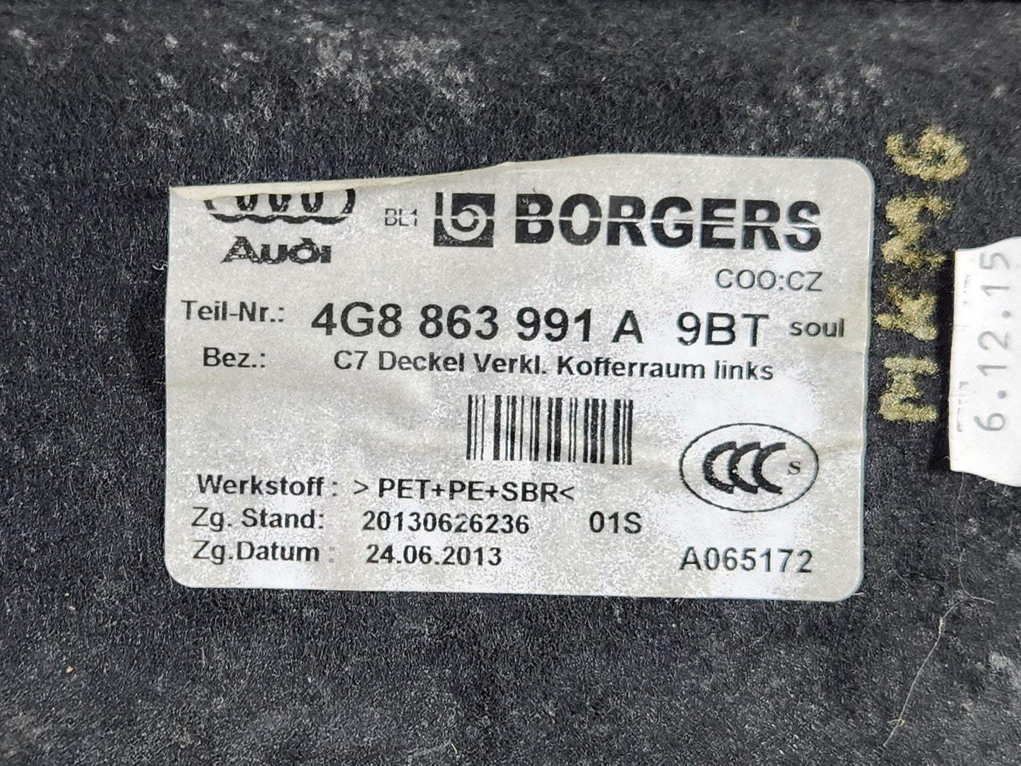 Audi A7 Genuine Left N/S Boot Carpet Quarter Panel Trim 4G8863991A