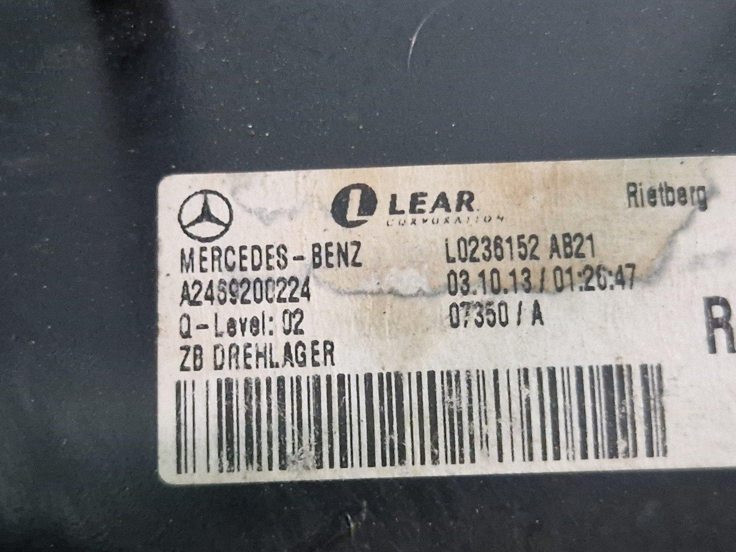 MERCEDES-BENZ B W246 HOLDER SEAT RIGHT BEHIND SEAT RIGHT A2469200224