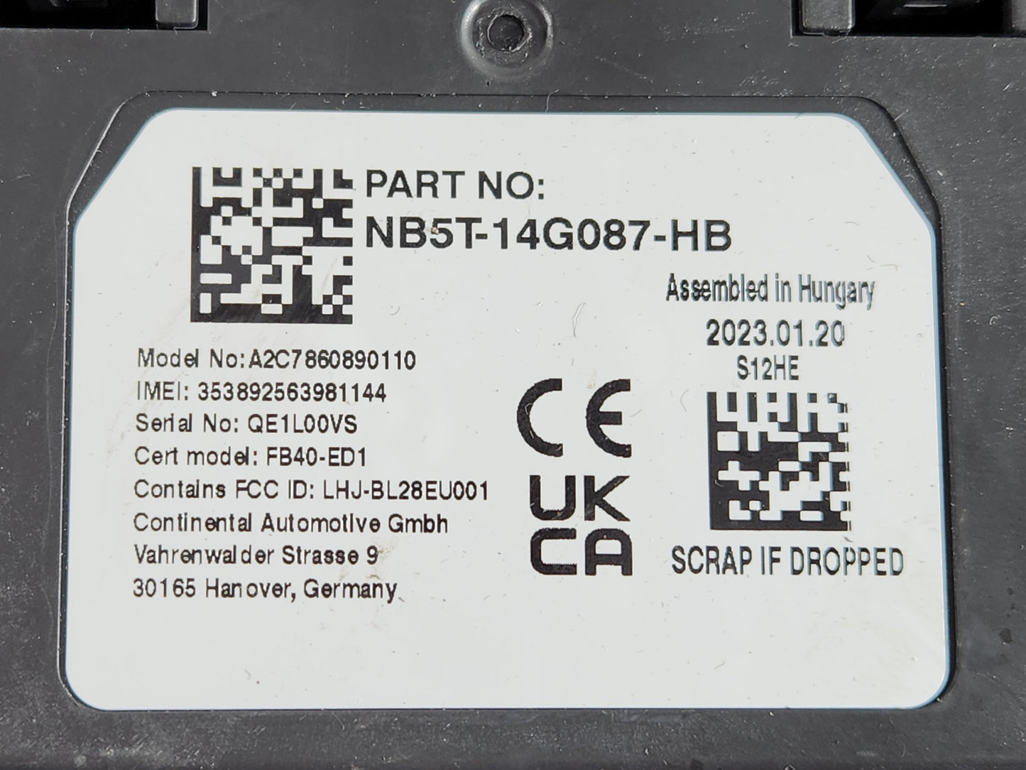 Ford Fiesta MK6 Hatchback Bluetooth Control Module ECU Genuine NB5T-14G087-HB