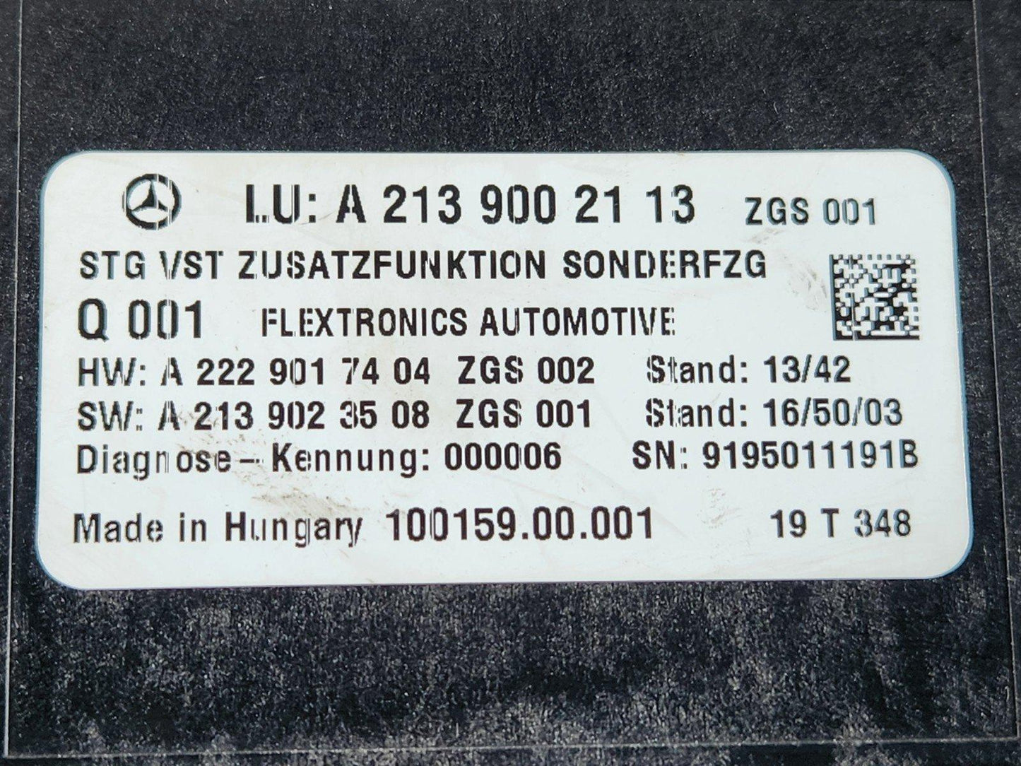 19-ON MERCEDES BENZ B CLASS W247 GENUINE COMFORT CONTROL MODULE A2139002113