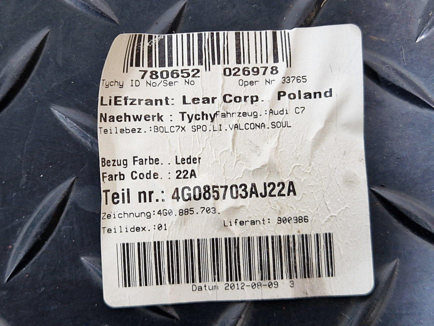 10-18 AUDI A7 4G S-LINE GENUINE REAR SEAT BACK BOLSTERS 4G085703A
