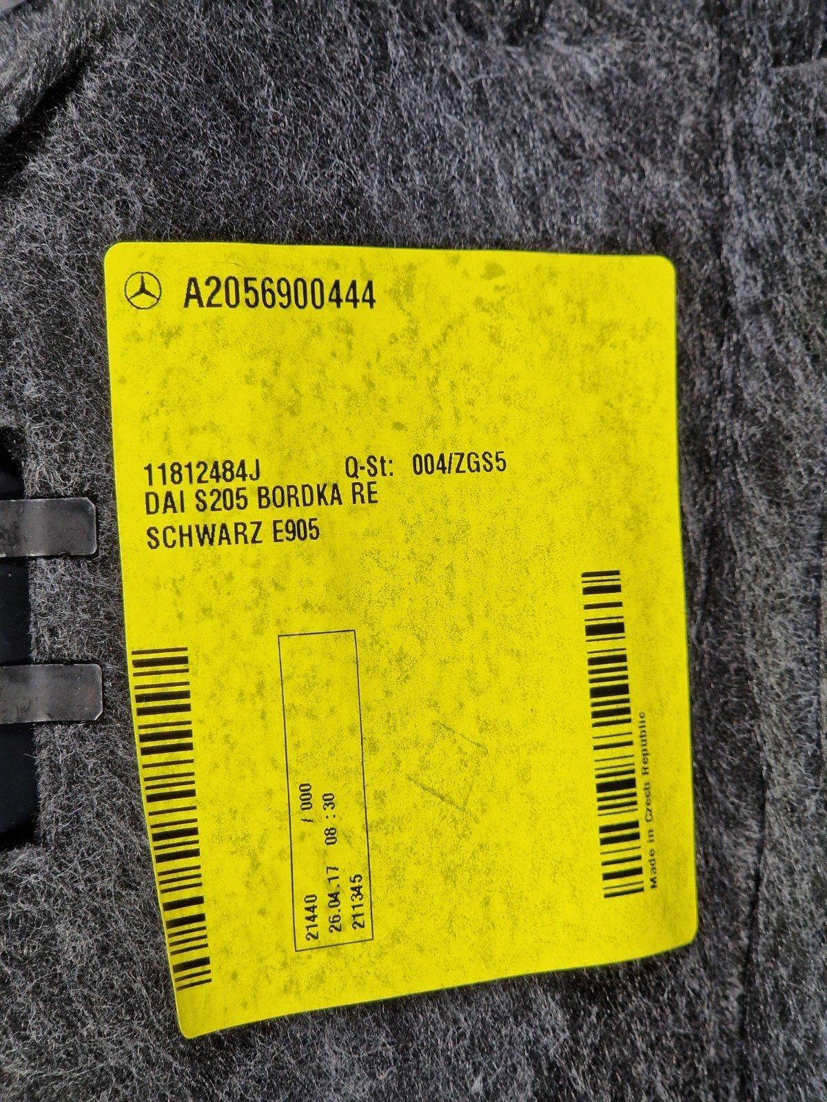 14-21 MERCEDES BENZ C300h W205 RIGHT BOOT TRIM PANEL COVER A2056900444