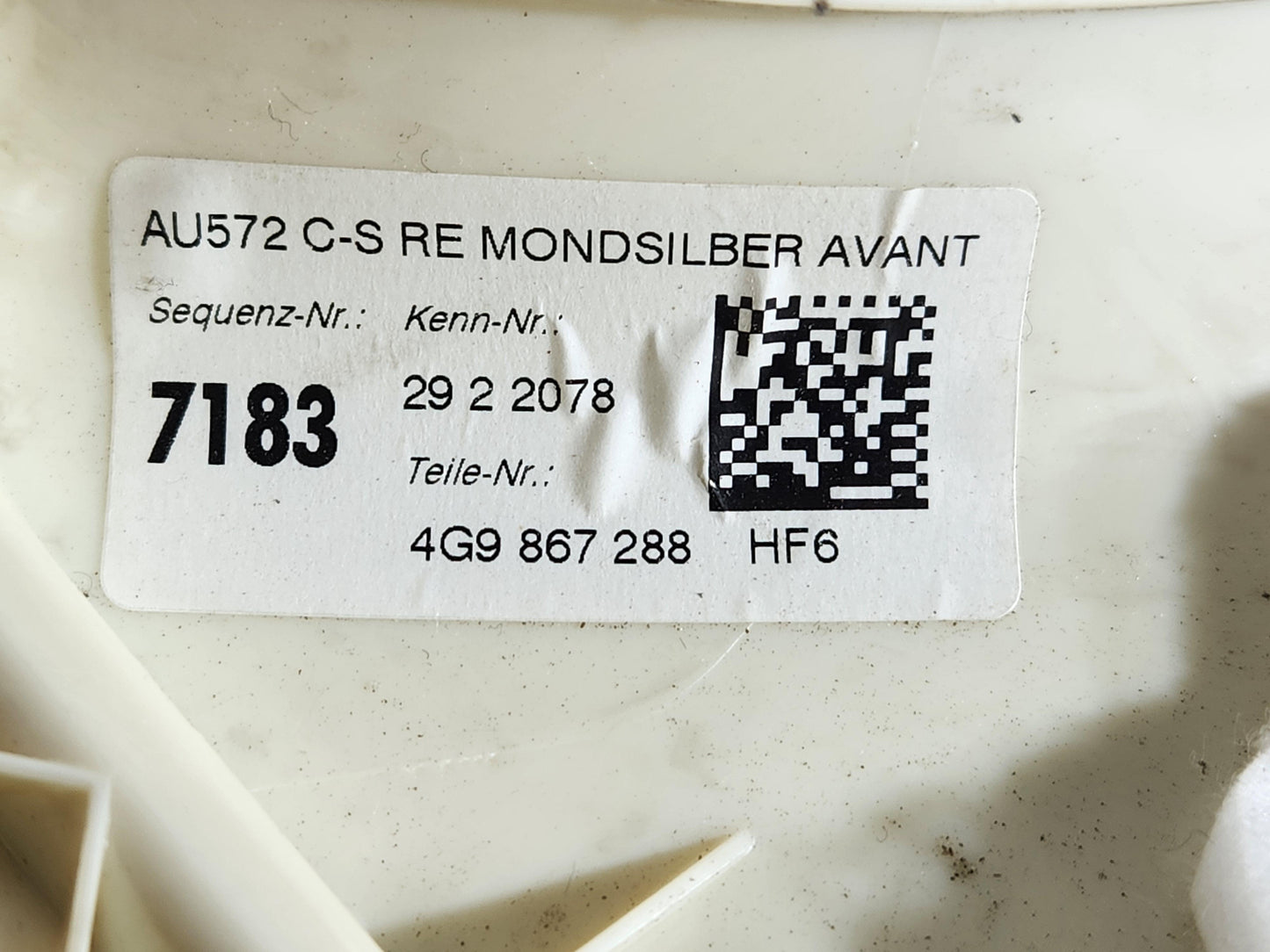Audi A6 Allroad C7 Rear Right O/S/R C Pillar Trim Cover Panel 4G9867288