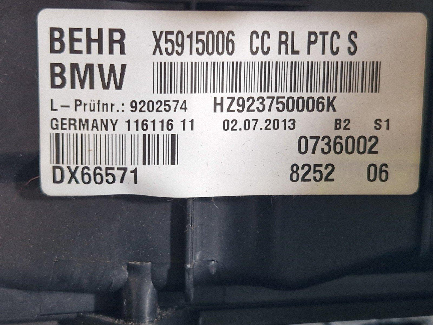 11-18 BMW 6 SERIES F13 HEATER MATRIX AIR CONDITIONING BLOWER UNIT 9202574