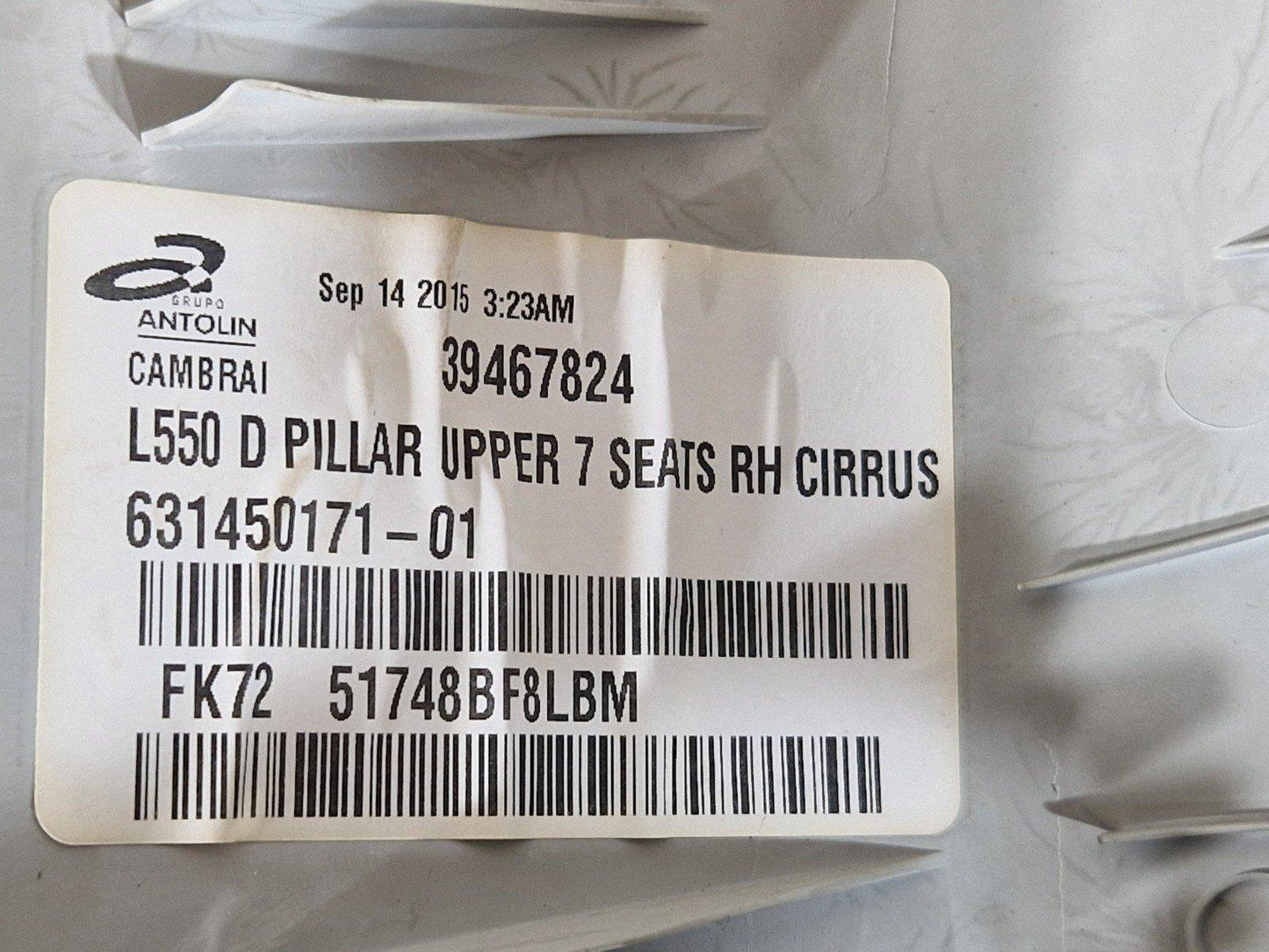 14-19 LAND ROVER L550 DISCOVERY SPORT RIGHT DRIVER D PILLAR TRIM FK7251748BF8LBM