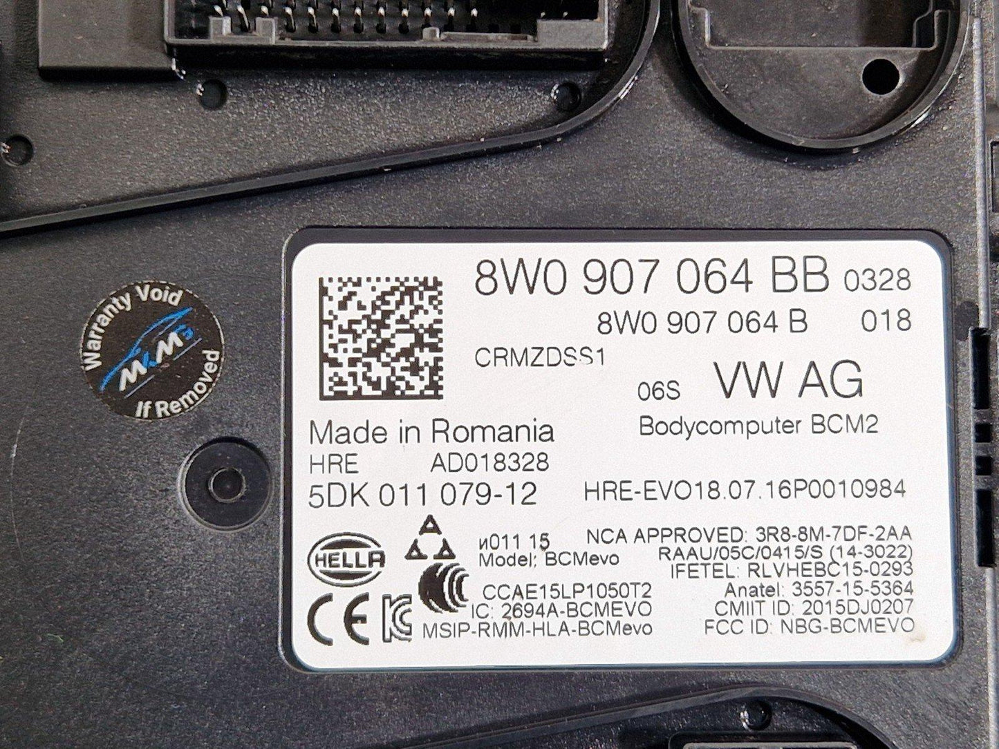 16-19 AUDI A4 AVANT B9 3.0 TDI S-LINE BODY CONTROL MODULE UNIT 8W0907064BB