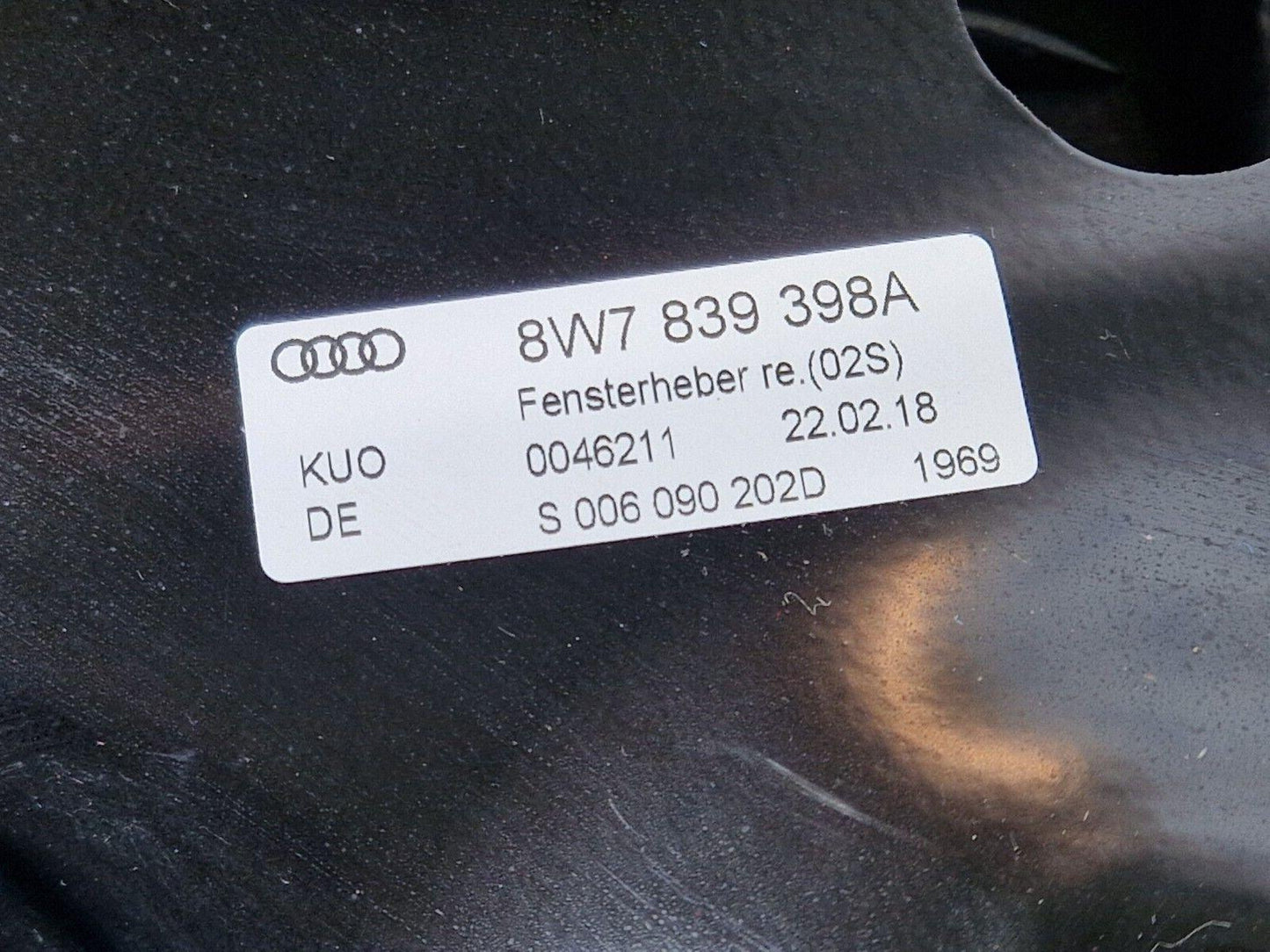 16-24 AUDI A5 F5 COMPLETE WINDOW MECHANISM RIGHT REAR 8W7839398A