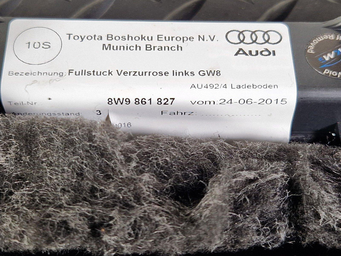 16-19 AUDI A4 AVANT B9 S-LINE REAR LEFT BOOT INTERIOR FLOOR TRIM PANEL 8W9861827