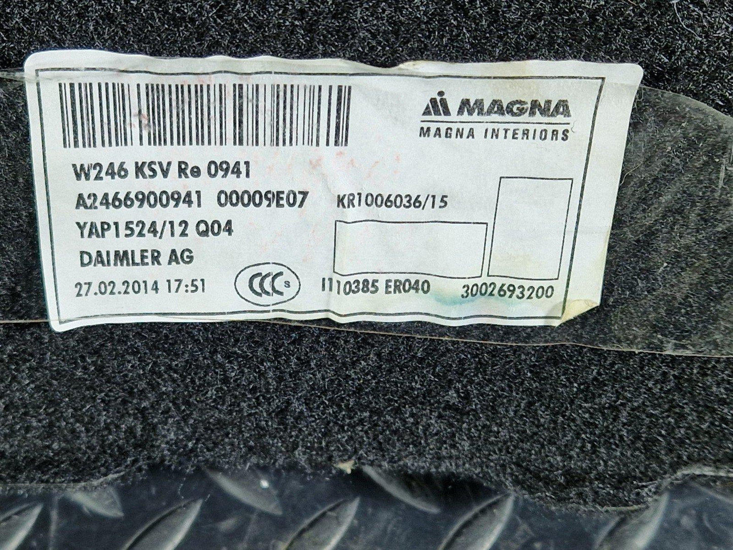12-18 MERCEDES BENZ B-CLASS W246 OEM DRIVER SIDE REAR BOOT PANEL A2466900941