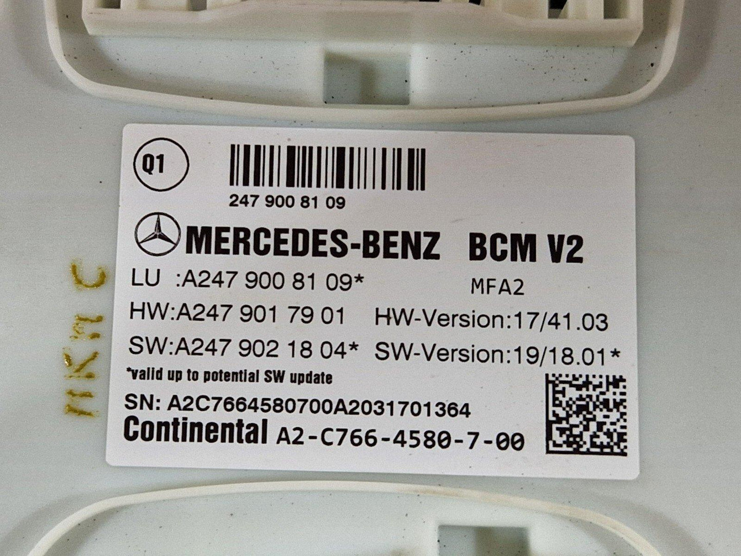 18-ON MERCEDES BENZ A CLASS W177 BCM BODY CONTROL MODULE A2479008109 A2479017901