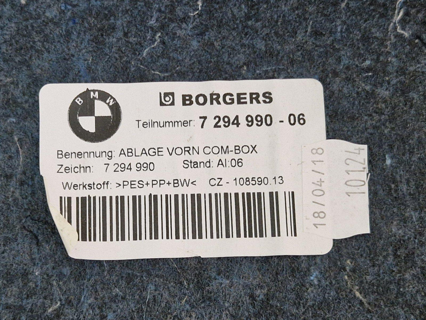 12-18 BMW 3 SERIES F30 LCI BOOT FLOOR STORAGE COMPARTMENT TRIM COVER 7294990