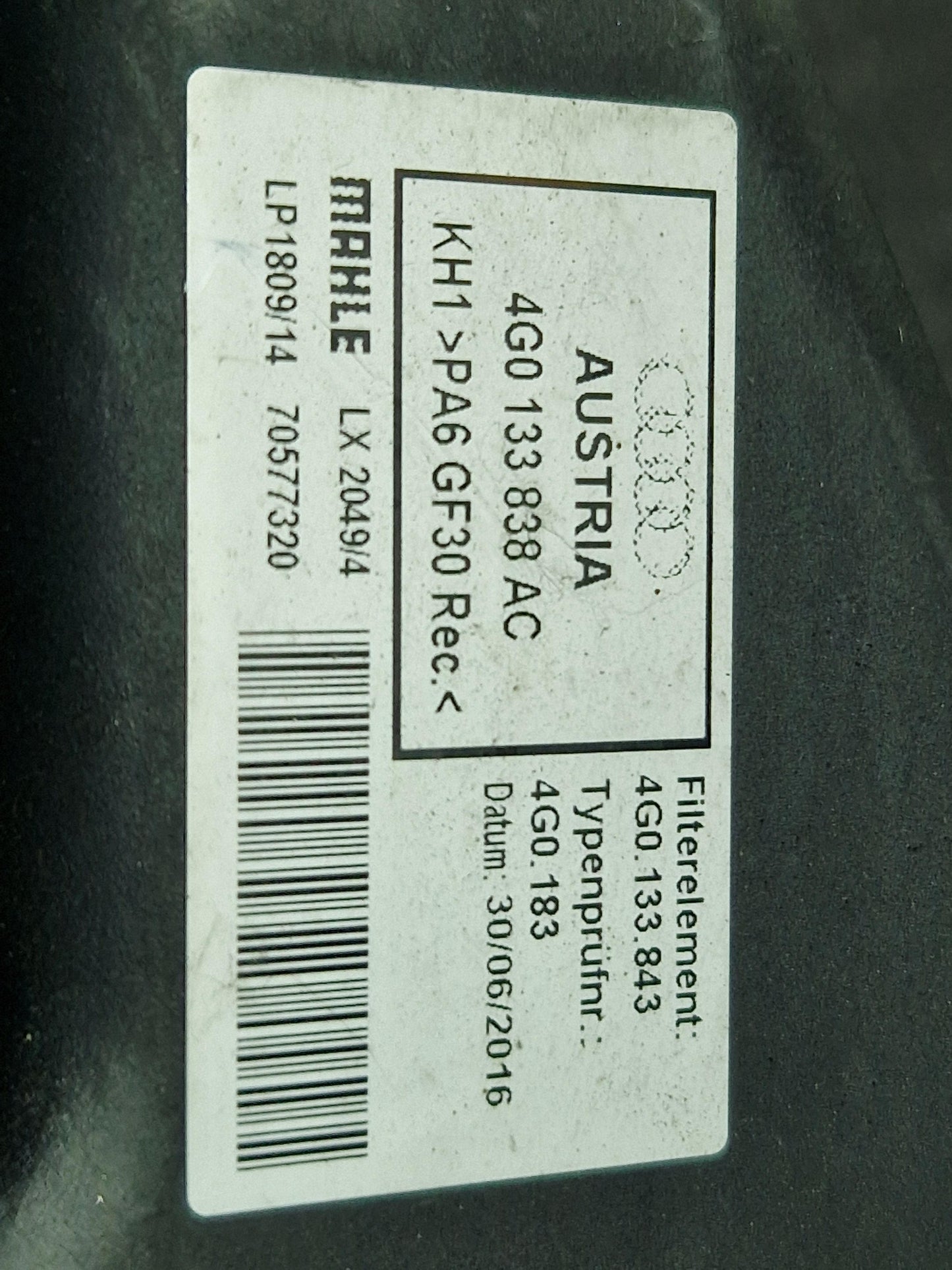 Audi A6 Allroad C7 Genuine Air Filter Housing Box 4G0133838AC