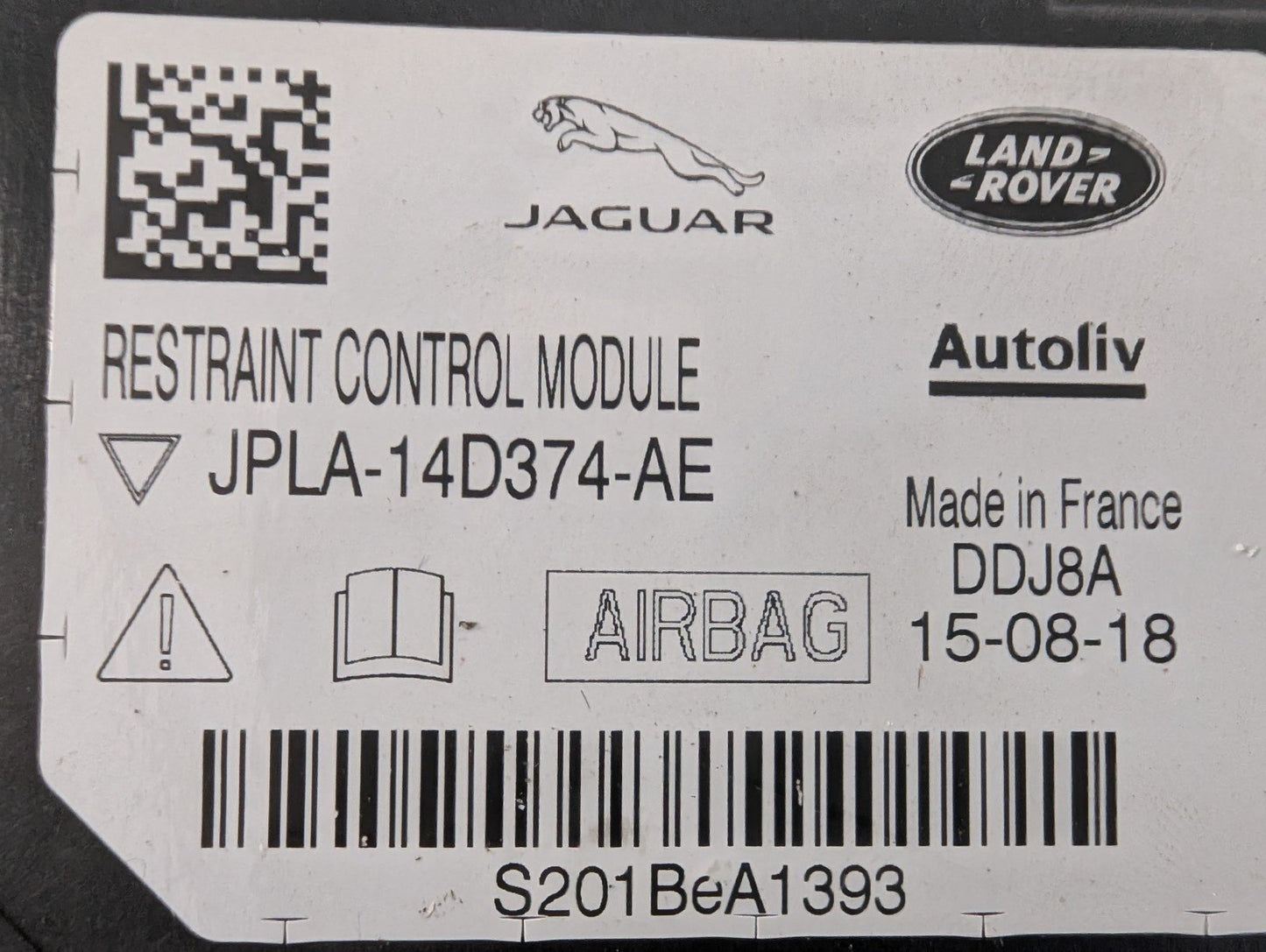 17-ON LAND ROVER DISCOVERY L462 GENUINE RESTRAINT DIAGNOSTIC MODULE JPLA14D374AE