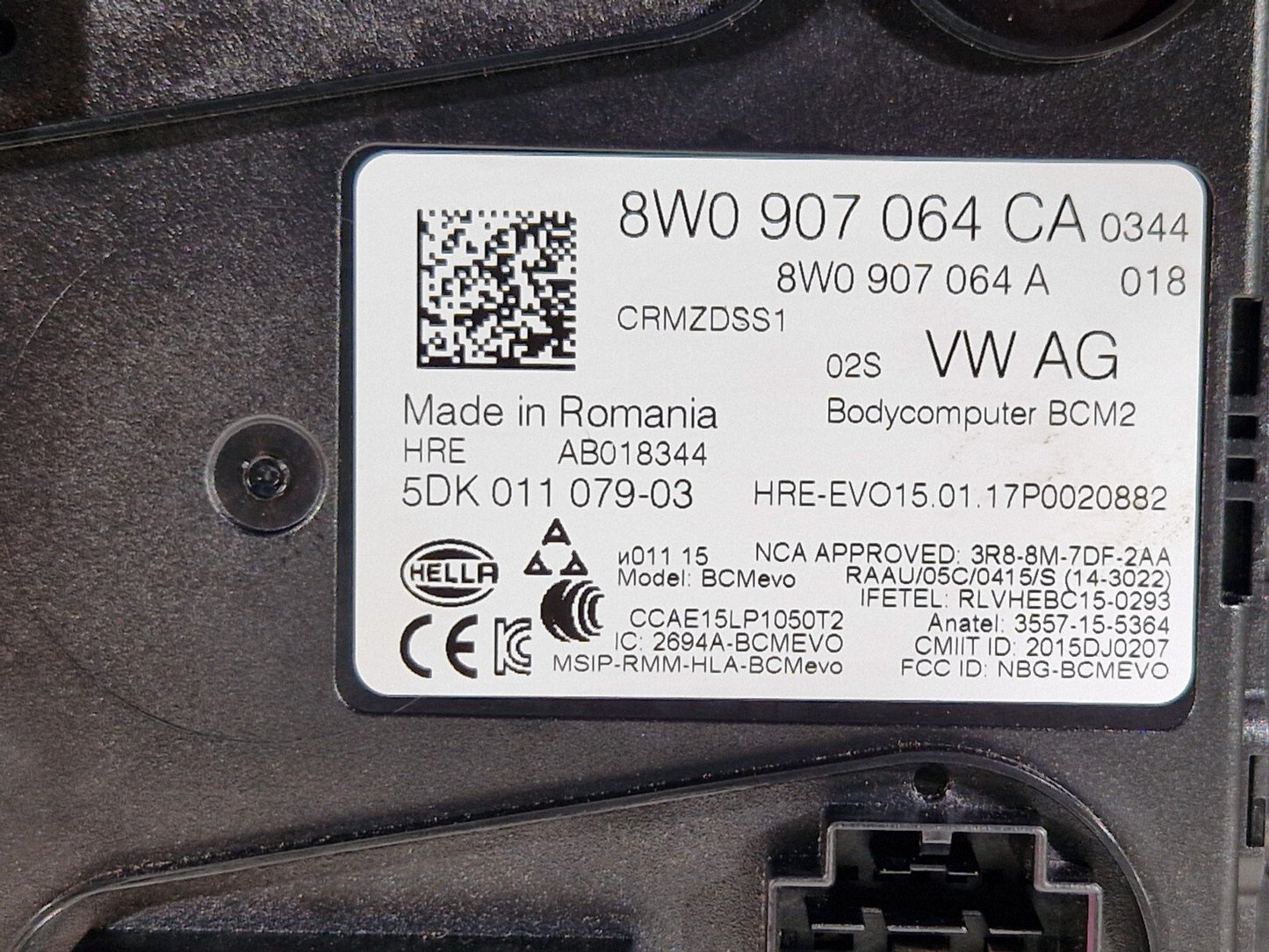 16-24 AUDI A5 F5 COUPE COMFORT ONBOARD CONTROL MODULE UNIT ECU 8W0907064CA