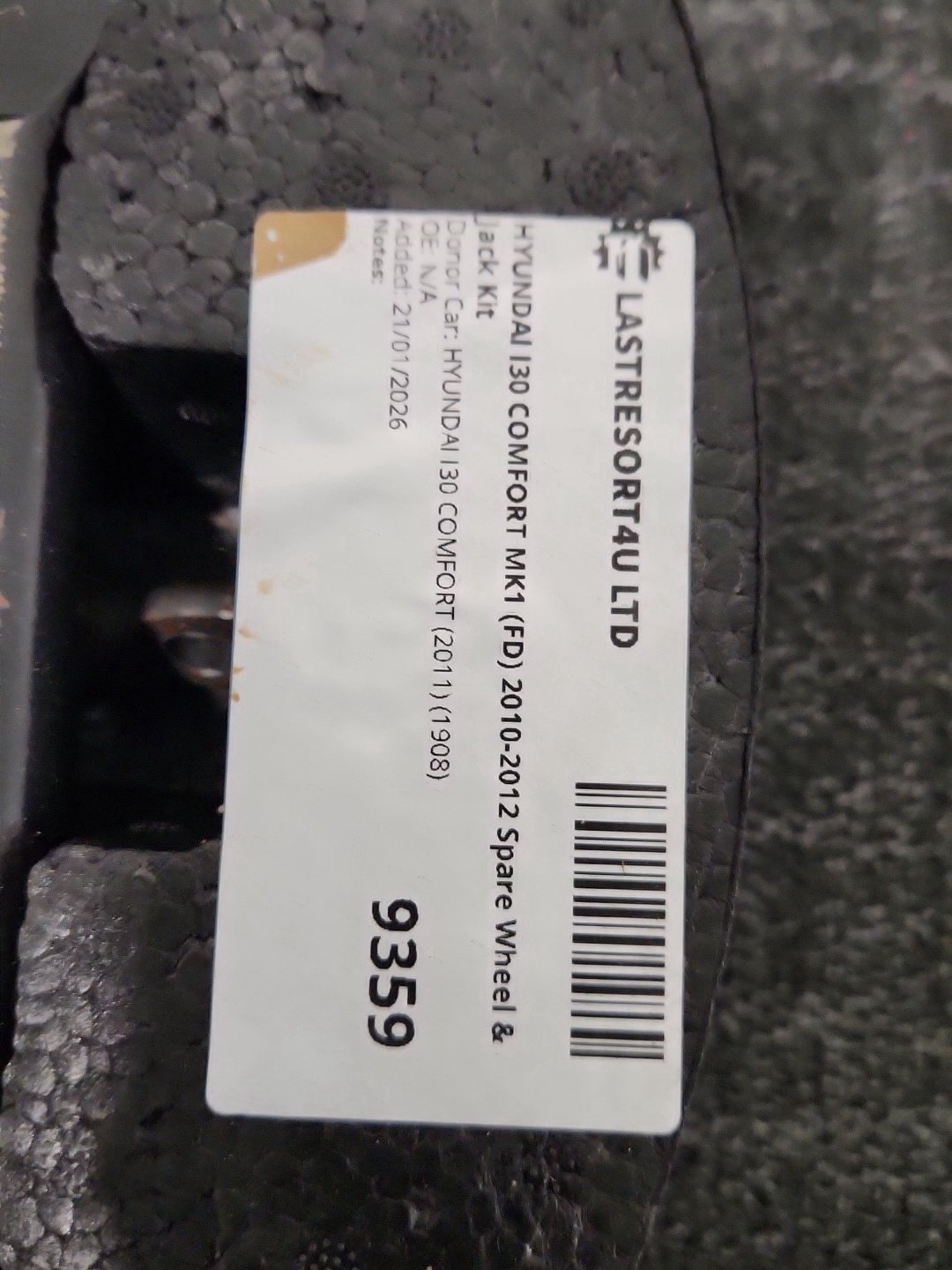 Hyundai i30 MK1 (FD) Estate Genuine Jack Tool Kit & Foam Holder