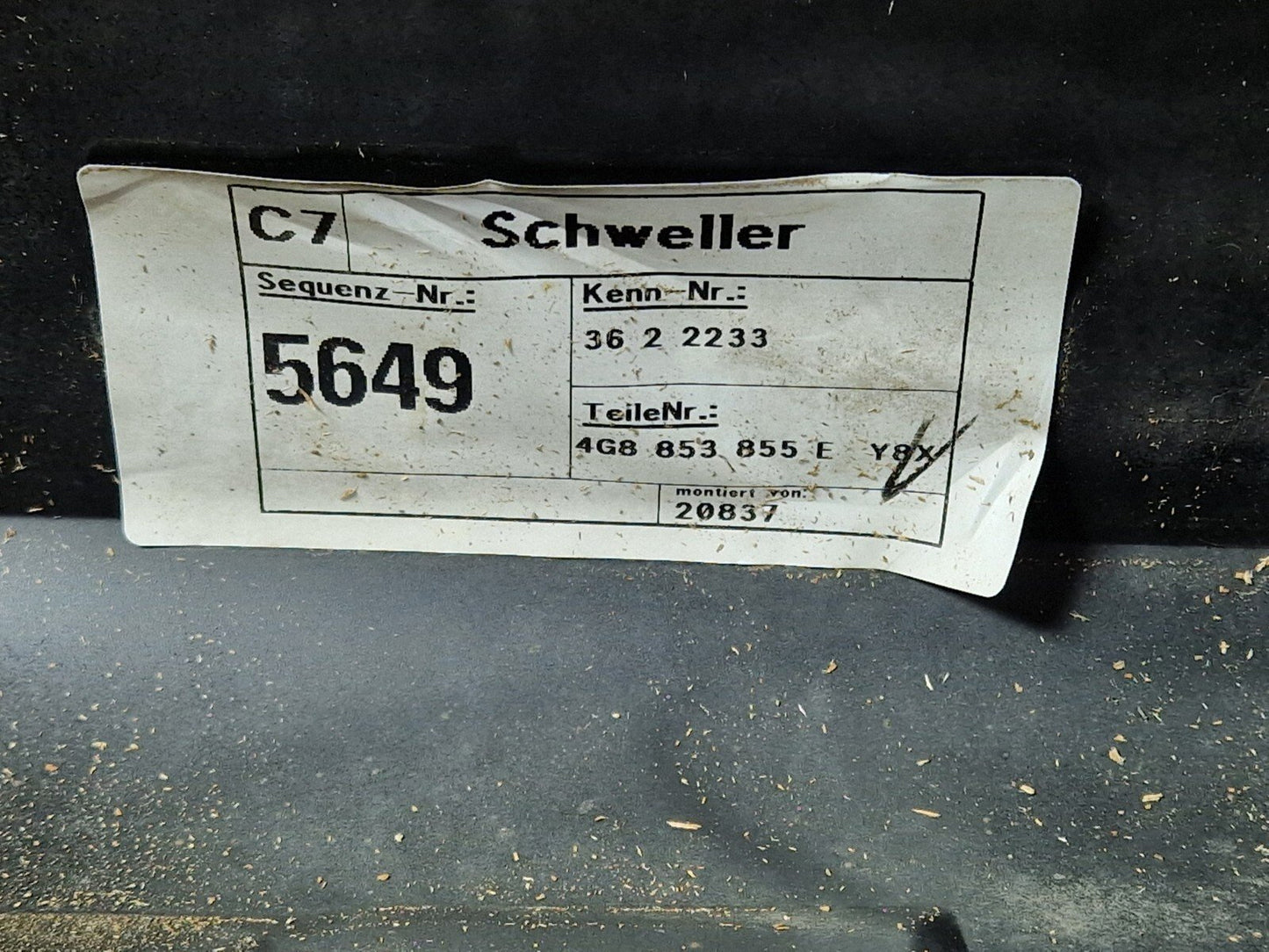 10-18 AUDI A7 4G S-LINE OEM SIDESKIRT LEFT SIDE DIESEL 4G8853855E