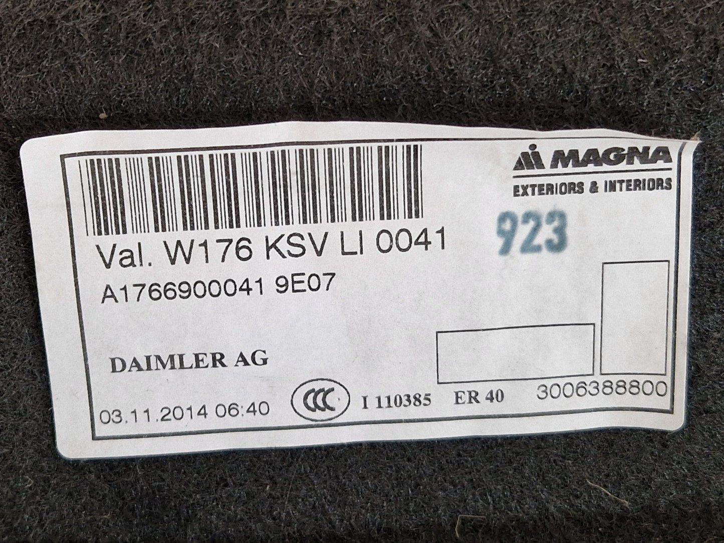 12-18 MERCEDES A-CLASS W176 GENUINE REAR LEFT N/S BOOT PANEL TRIM A1766900041