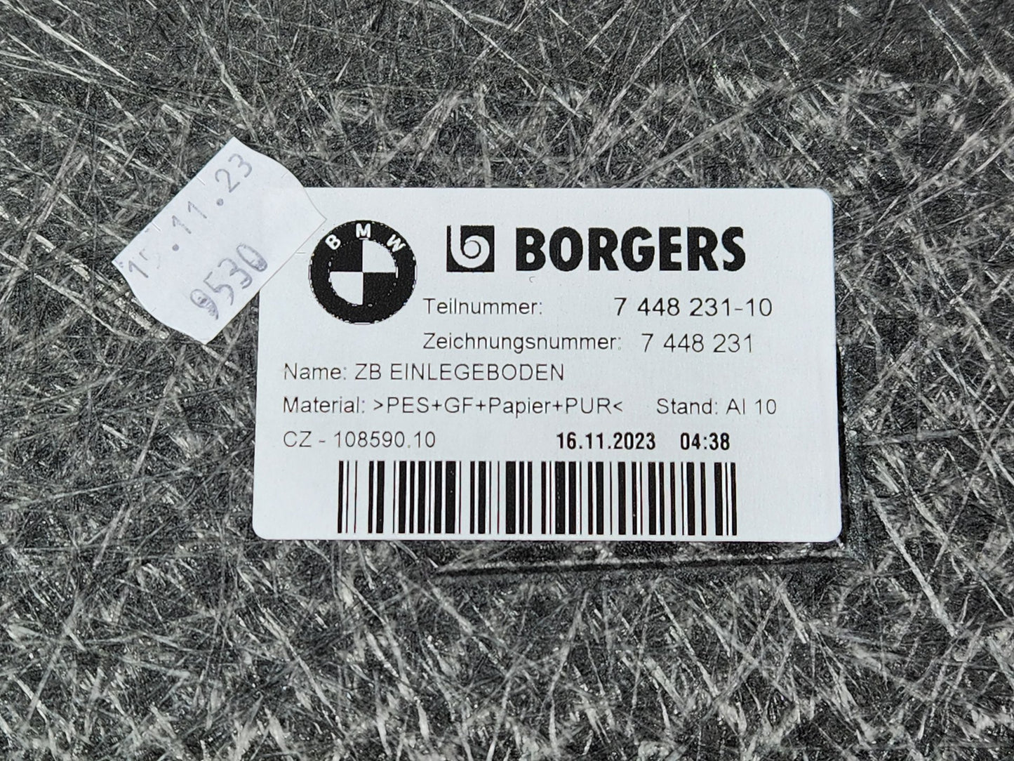BMW 118i F40 Hatchback Boot Floor Carpet Trim Panel Genuine 7448321