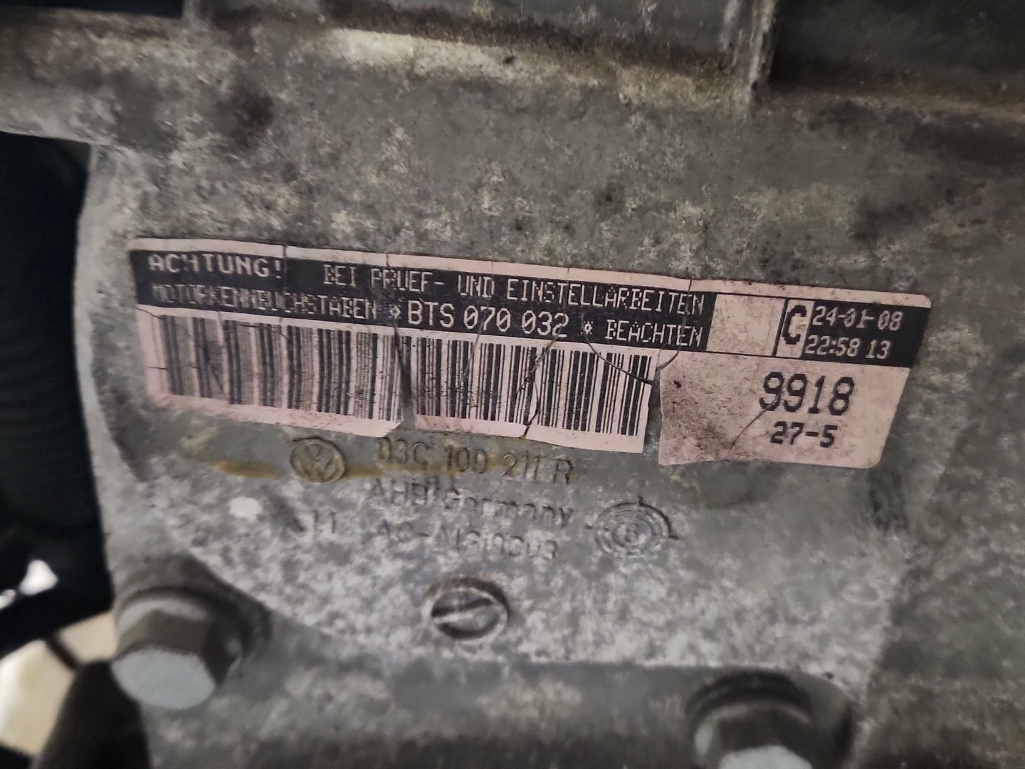 Skoda Fabia 1.6L Petrol 78.3kw BTS Complete Engine