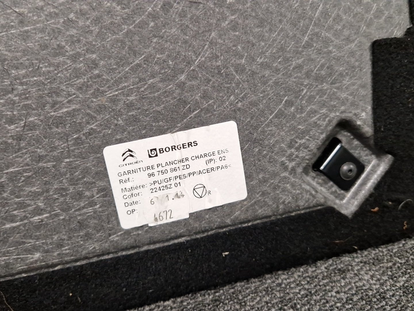 Citroen C3 Picasso MK1 FL (MY10) MPV Genuine Rear Trunk Boot Liner 96750861