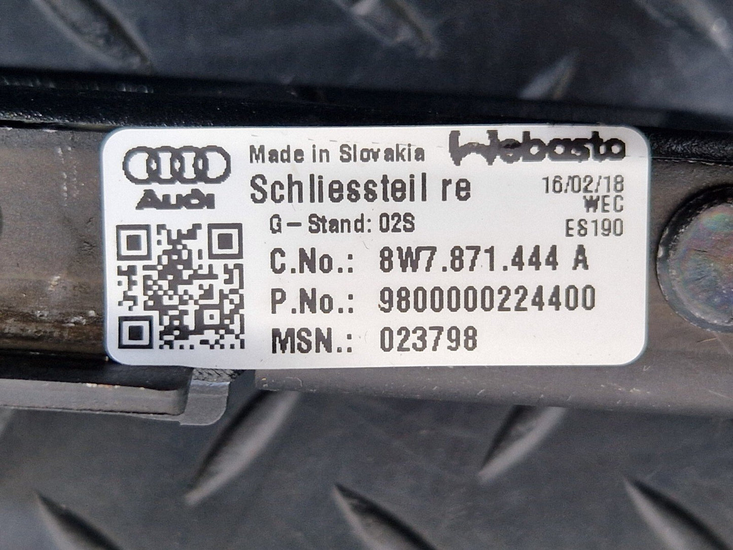 16-24 AUDI A5 F5 CONVERTIBLE GENUINE RIGHT ROOF CLOSING CATCH LOCK 8W7871444A