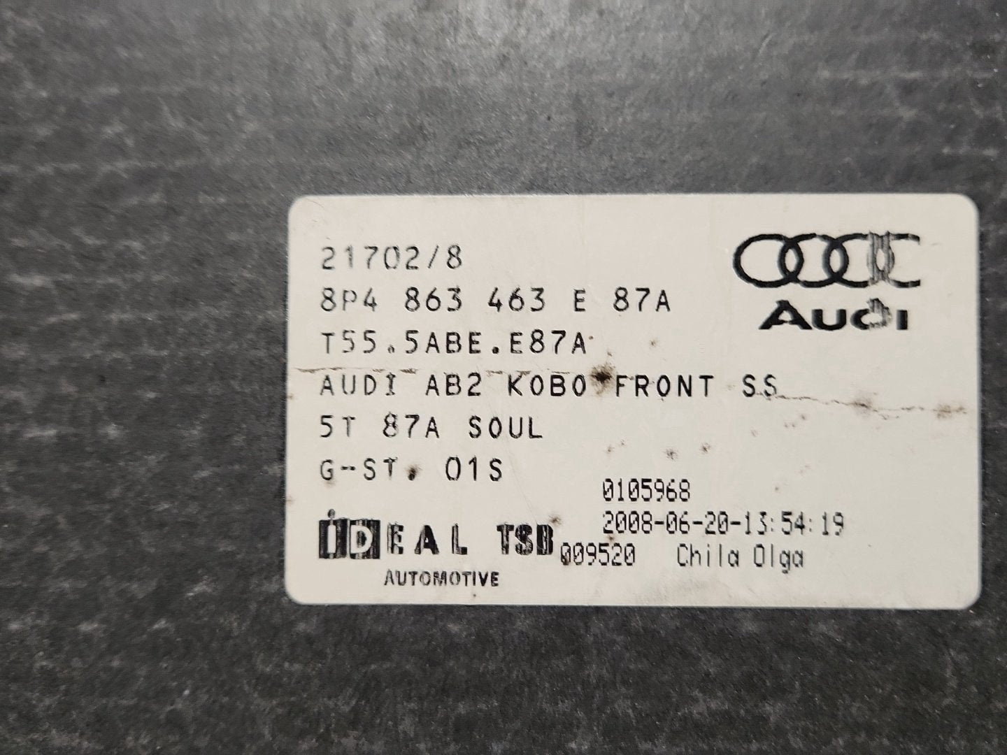 Audi A3 8P Hatchback Genuine Rear Floor Boot Carpet Liner 8P4863463E