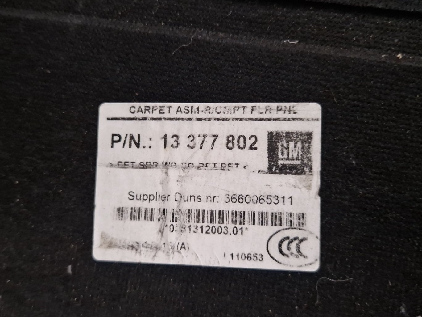 Vauxhall Zafira MK3 (C) (A3470) MPV Genuine Rear Boot Floor Liner 1337780