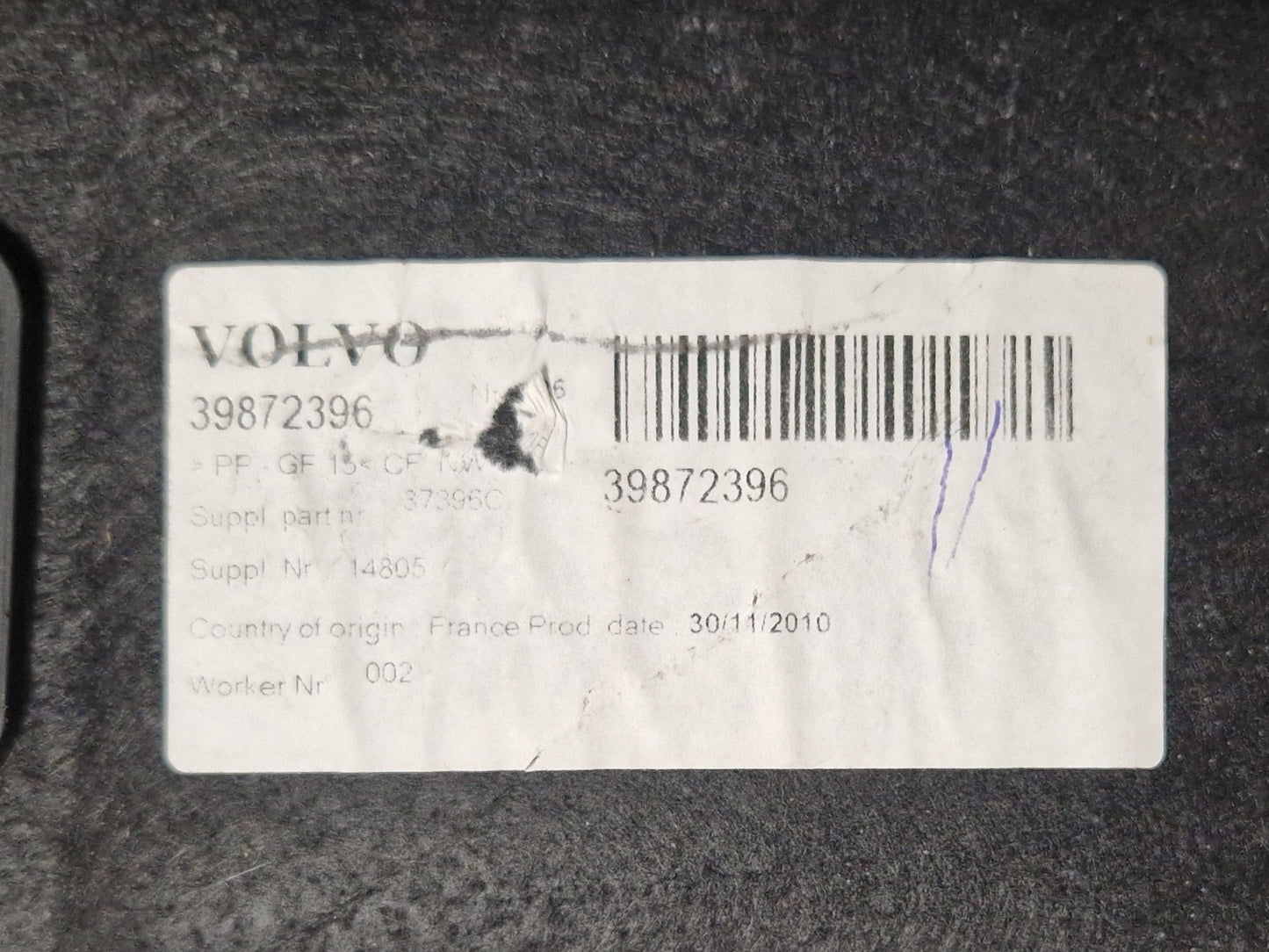 Volvo C30 MK1 FL (MK) (533) Coupe Genuine Rear Boot Floor Carpet Liner 39872396
