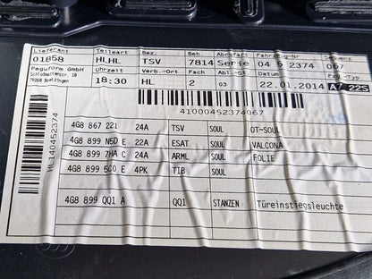 10-18 AUDI A7 4G S-LINE RHD REAR LEFT /PASSENGER NSR LEATHER DOOR CARD 4G8867305