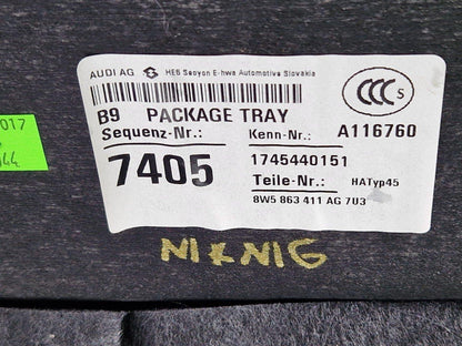 16-19 AUDI A4 B9 S-LINE OEM GENUINE REAR PARCEL SHELF 8W5863411AG
