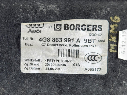 Audi A7 Genuine Left N/S Boot Carpet Quarter Panel Trim 4G8863991A