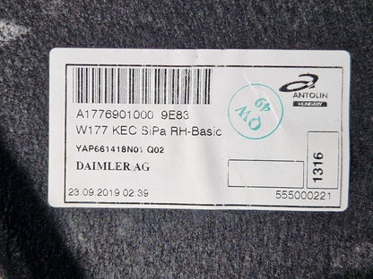 18-ON MERCEDES A CLASS W177 REAR RIGHT BOOT SIDE MAT LINER CARPET A177690100