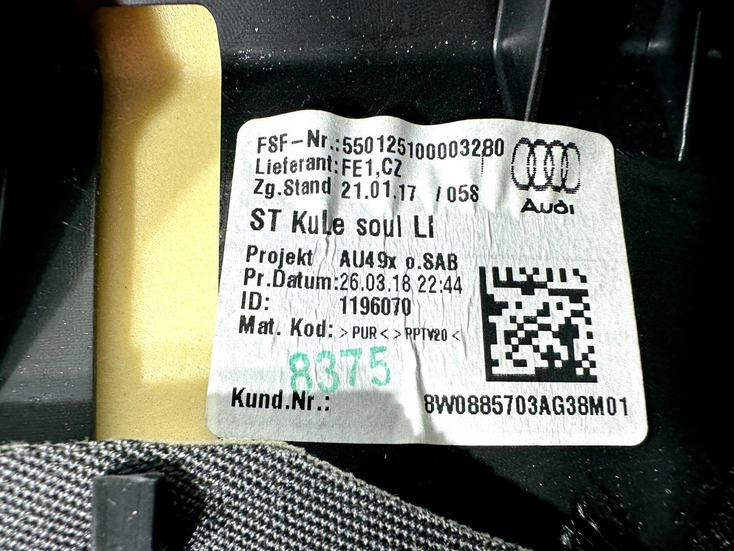 16-19 AUDI A4 B9 GENUINE REAR LEFT PASSENGER SIDE LEATHER BOLSTER 8W0885703AG