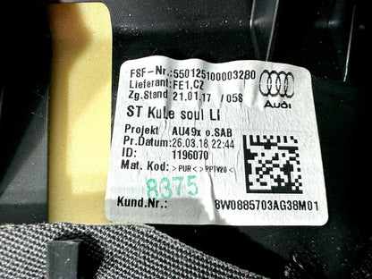 16-19 AUDI A4 B9 GENUINE REAR LEFT PASSENGER SIDE LEATHER BOLSTER 8W0885703AG