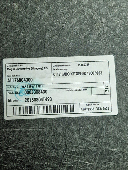 13-19 MERCEDES BENZ CLA C117 BOOT FLOOR MAT CARPET LINER A1176804300