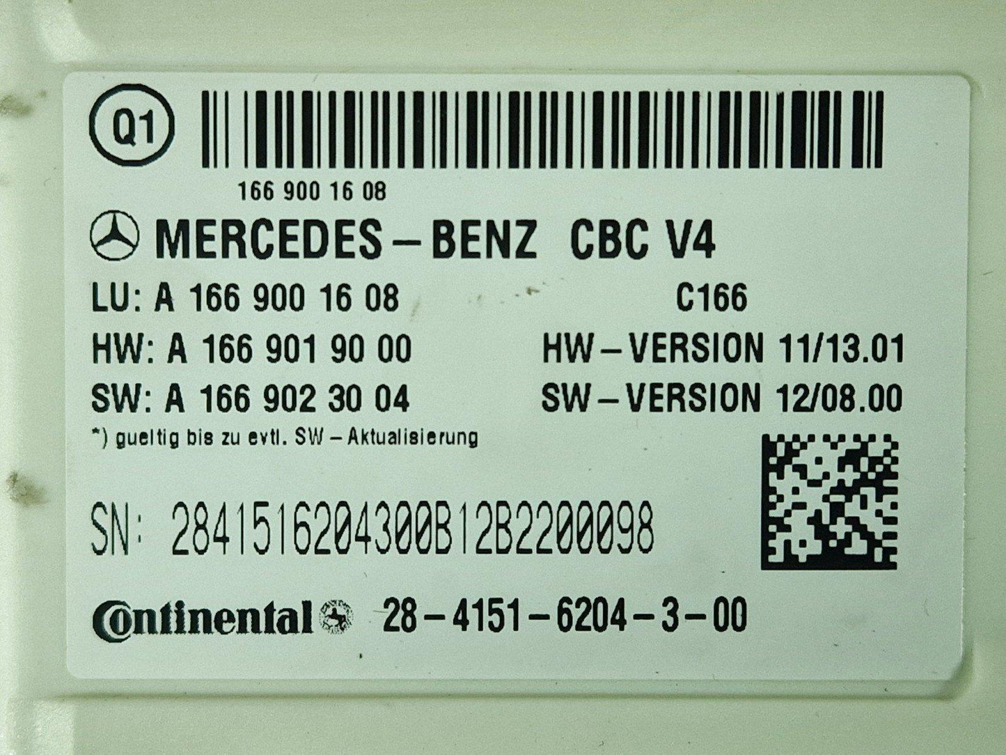 11-19 MERCEDES BENZ ML W166 FUSE BOX A1669001608