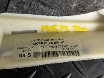 10-17 AUDI A8 4H LEFT PASSENGER SIDE D PILLAR TRIM 4H0867241B
