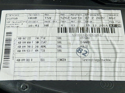 15-18 AUDI A7 4G GENUINE REAR RIGHT DOOR CARD PANEL COVER 4G8867306