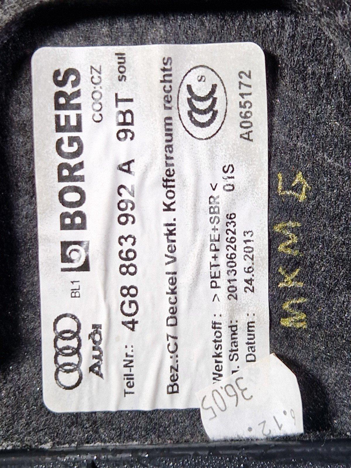 15-18 AUDI A7 4G OEM REAR RIGHT TAILGATE BOOT TRIM PANEL 4G8863888