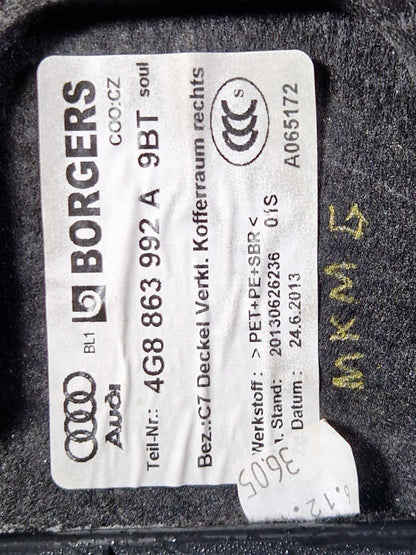 15-18 AUDI A7 4G OEM REAR RIGHT TAILGATE BOOT TRIM PANEL 4G8863888