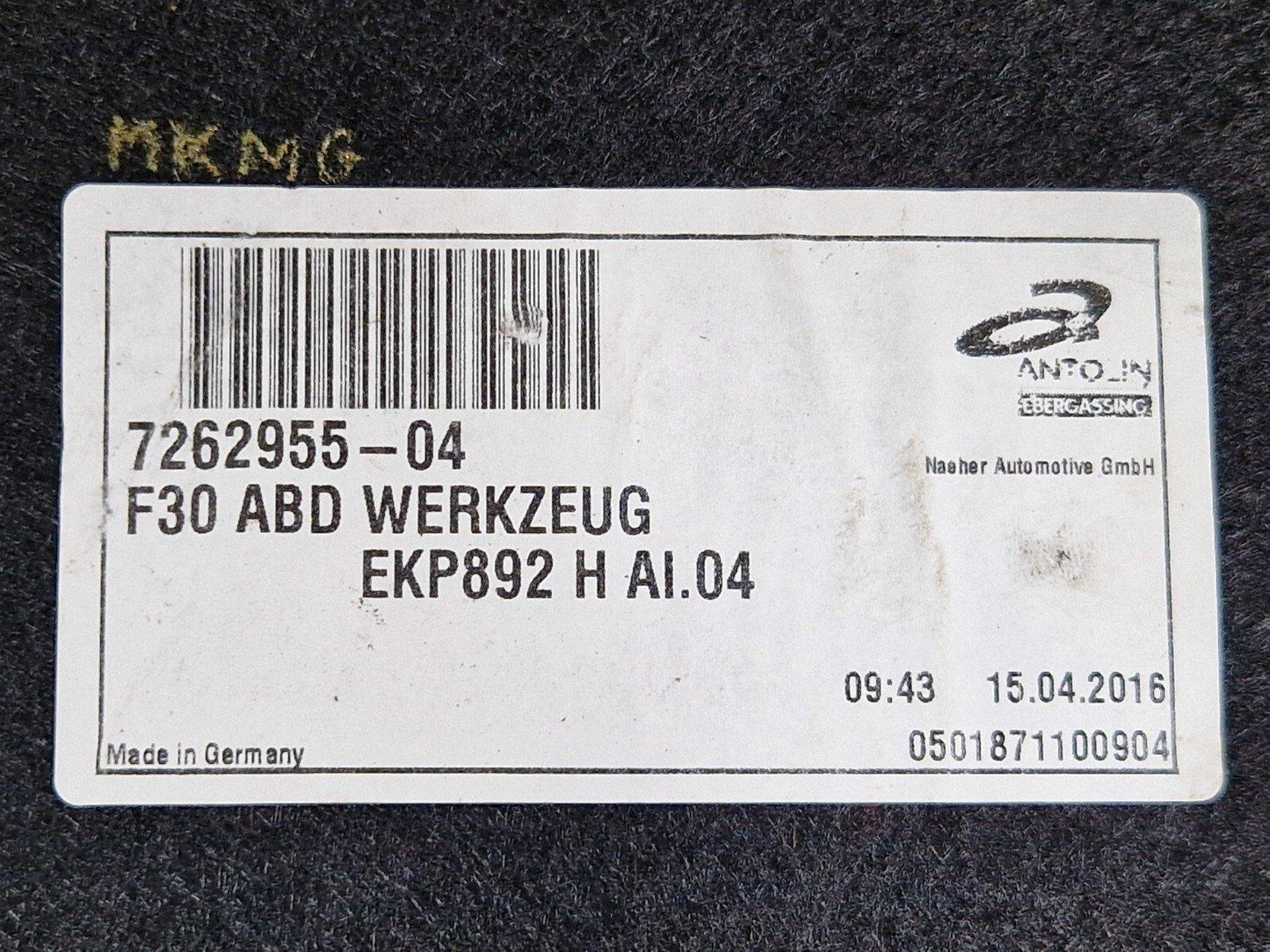 12-18 BMW 3 SERIES F30 LCI GENUINE BOOT INSERT COVER 7262955