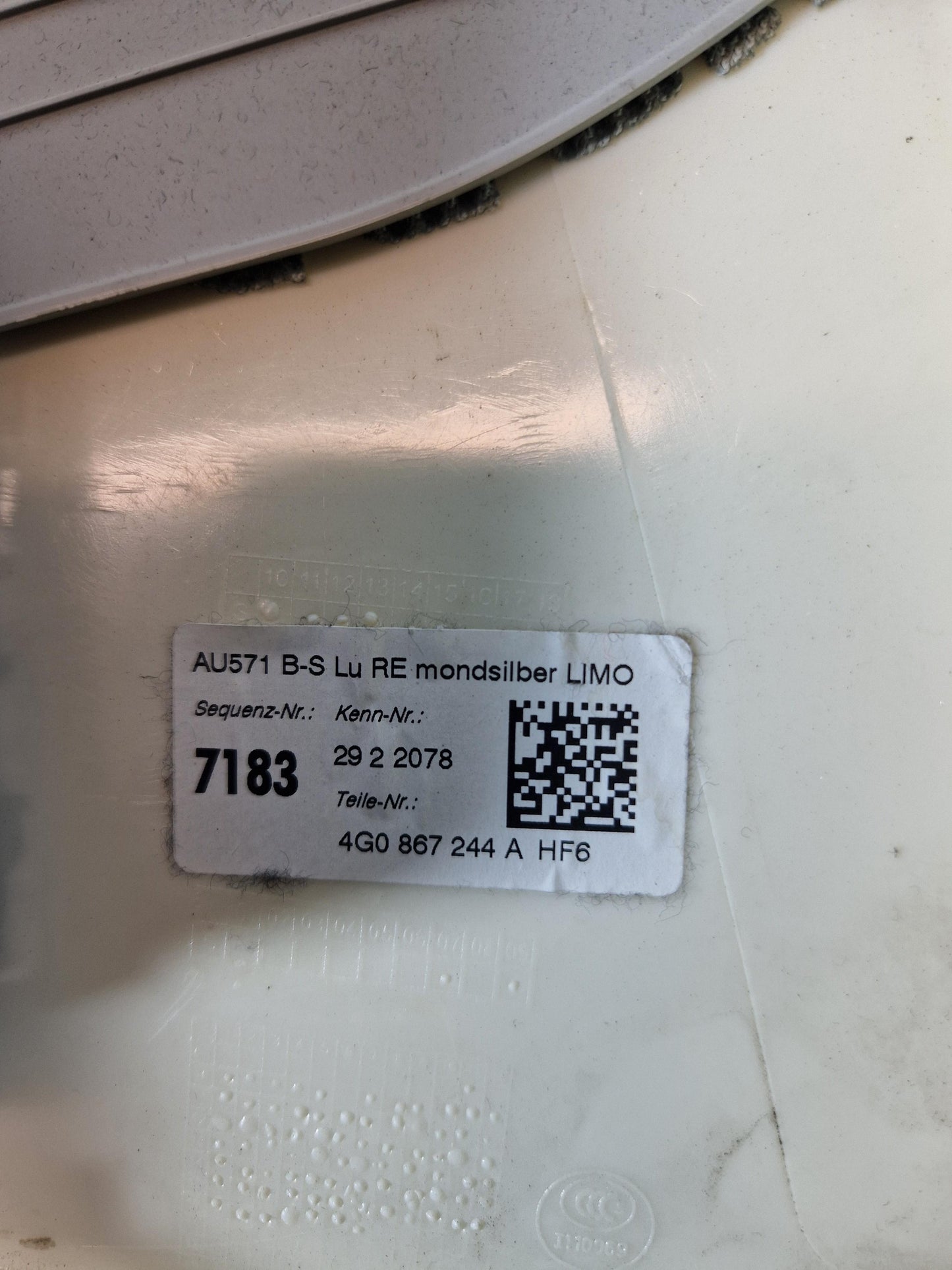 Audi A6 Allroad C7 Right Side O/S B-Pillar Trim Panel 4G0867244A