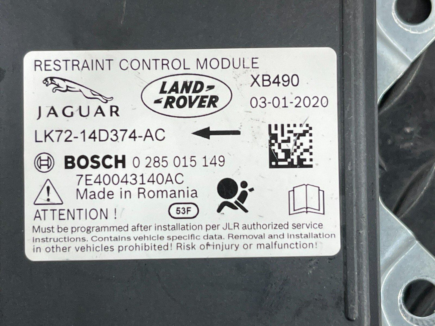 2019-ON LAND ROVER DISCOVERY L550 RESTRAINT DIAGNOSTICS MODULE UNIT LK7214D374AC