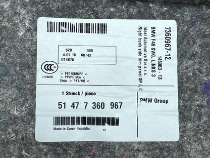 14-21 BMW 2 SERIES GRAN TOURER F46 LEFT SIDE BOOT TRIM PANEL COVER 7360967