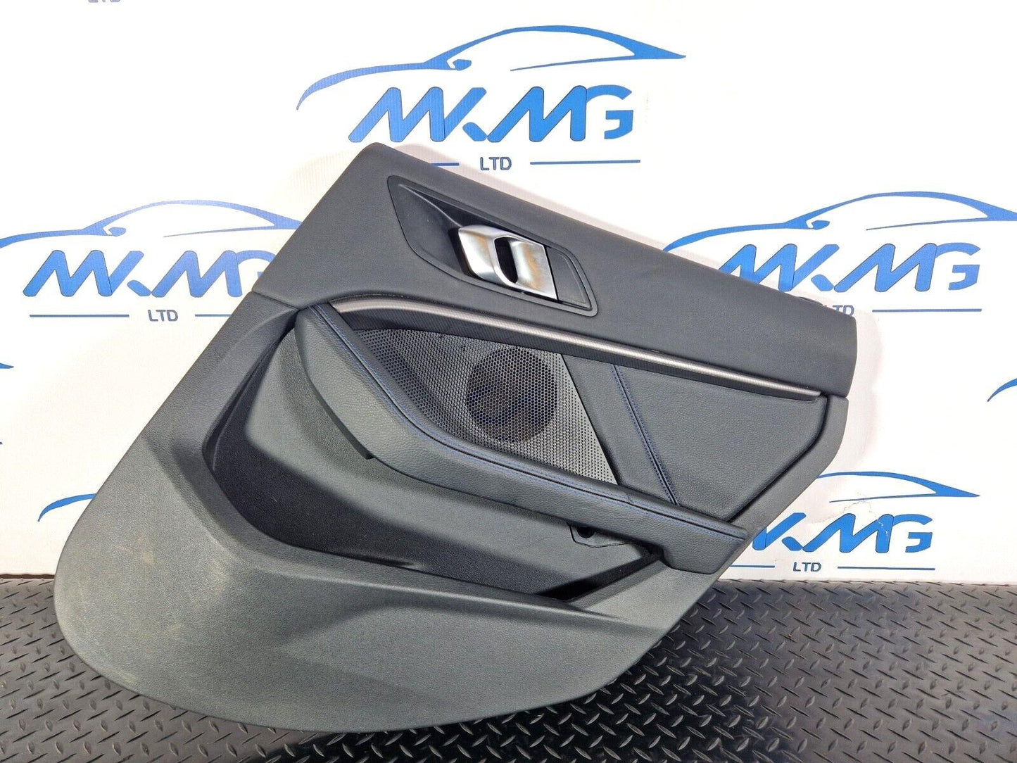 20-ON BMW 2 SERIES M-SPORT F44 REAR O/S LEATHER DOOR CARD PANEL BLUE STITCHING