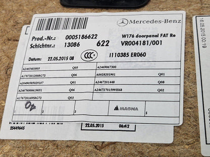 13-18 MERCEDES A CLASS W176 O/S/F FRONT RIGHT SIDE DOOR CARD PANEL A2465403005