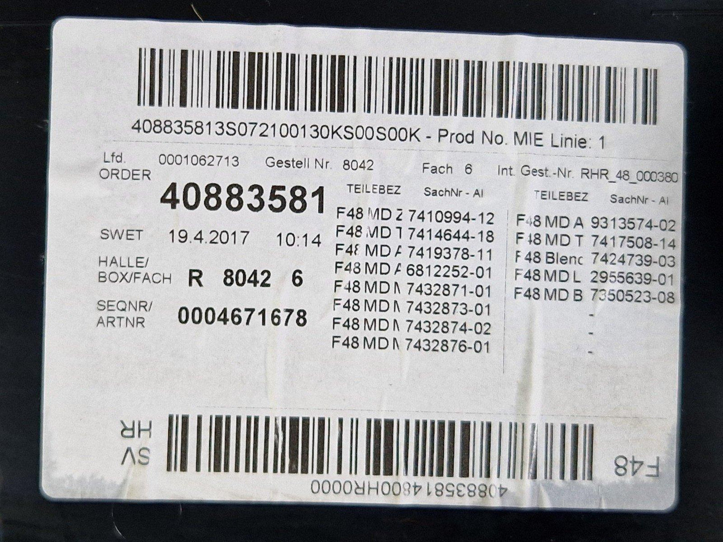 16-22 BMW X1 F48 REAR DRIVER RIGHT DOOR CARD PANEL