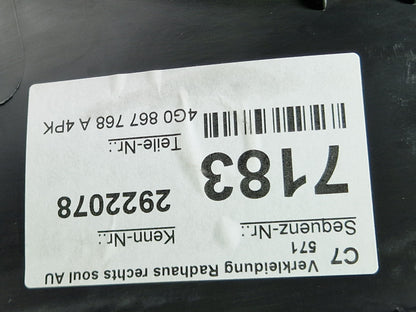 Audi A6 C7 Genuine Rear Right Driver Side C Pillar Inner Trim 4G0867768A
