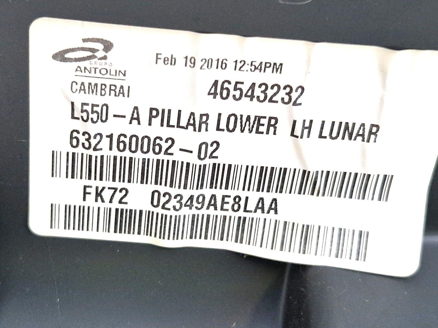 14-19 LAND ROVER L550 DISCOVERY PASSENGER LOWER A PILLAR SILL TRIM FK7202349A