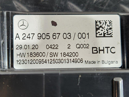 19-ON MERCEDES B CLASS W247 HEATER SWITCH CLIMATE CONTROL UNIT PANEL A2479056703